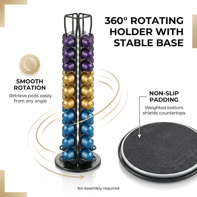 Coffee Pod Holder for Nespresso OriginalLine Capsules, 40 Capacity Rotating - Image 3