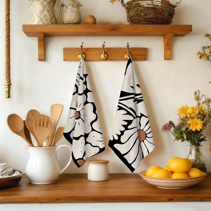 Boho Floral Kitchen Towels Decorative Set of 4, Housewarming Gifts - Image 3