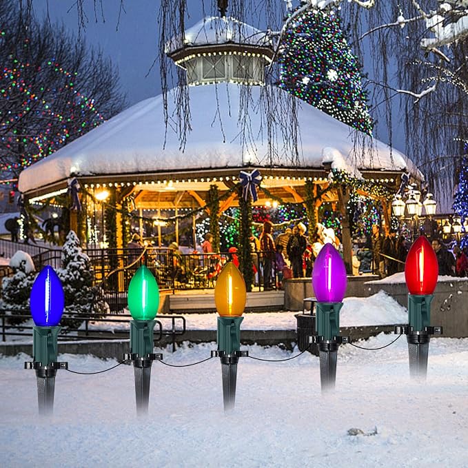 C9 Led Christmas Pathway Light Outdoor, 38FT Christmas Marker Stake Lights - Image 8