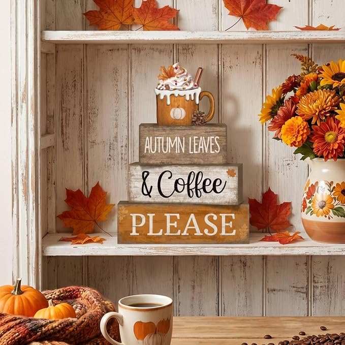 Lineshading 4 Pcs Fall Coffee Table Decor Fall Decoration - Image 9