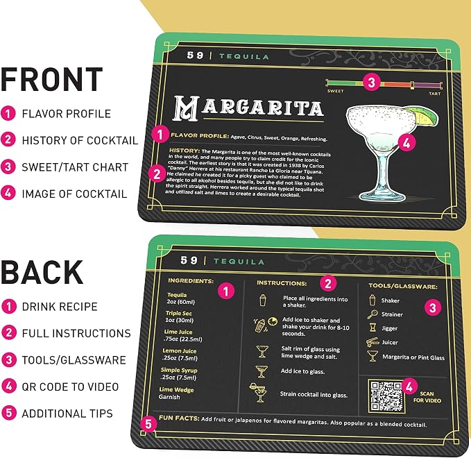 Cocktail Cards: 100 Cocktail Recipes to Master Cocktails in Bartender Flashcard - Image 2