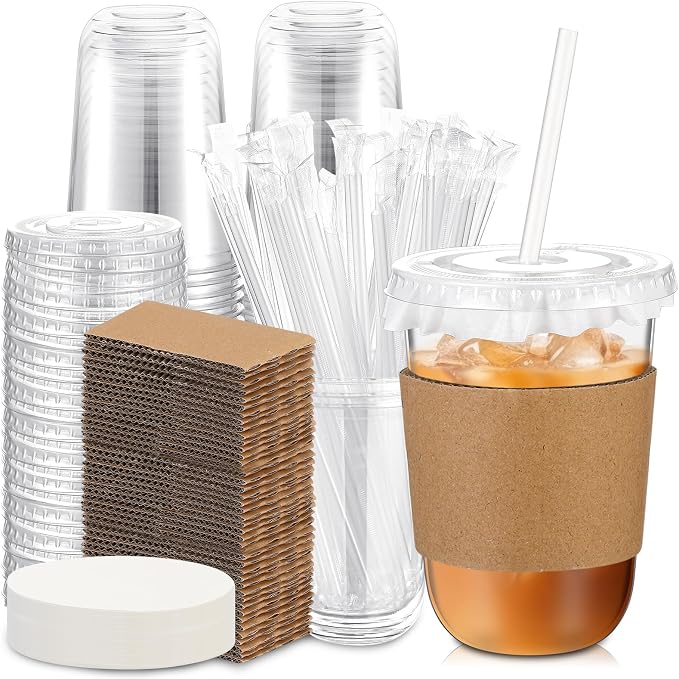 Baderke 50 Sets Clear Plastic Coffee Cups by Baderke