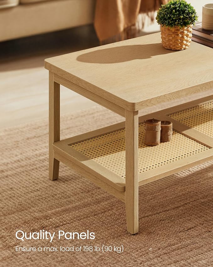 VASAGLE 2-Tier Coffee Table for Living Room, Rectangular Living Room Table - Image 5