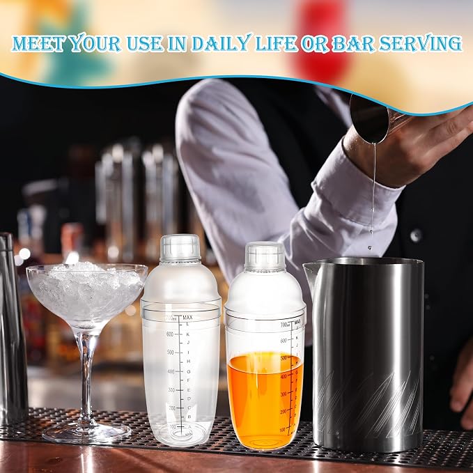 9 Pcs Plastic Cocktail Shaker 24 OZ/ 700 ML Clear Plastic Diy Hand Shaker Mixer - Image 4