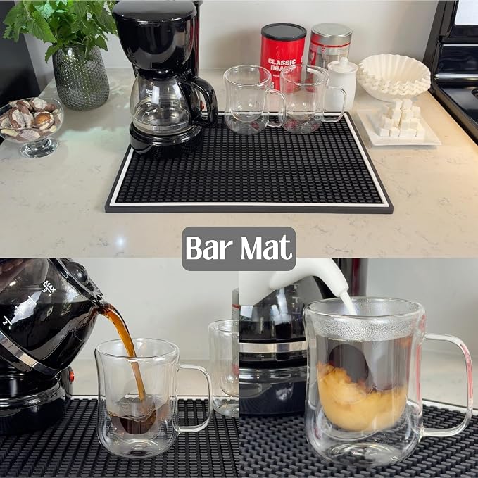 Bar Mat for Countertop White Frame 18 x 12 in, Silicone Coffee Mat and Dirty - Image 6