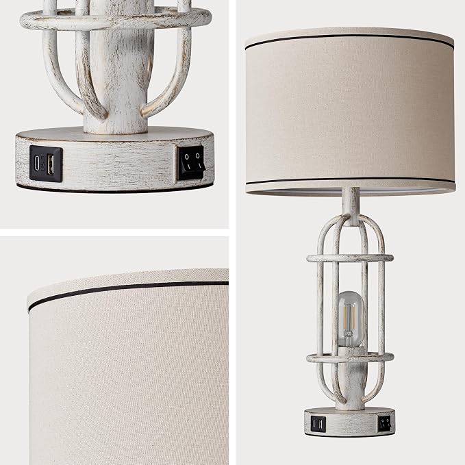 Reaketon 22.3" Farmhouse Table Lamps Set of 2, Vintage Lamps - Image 9