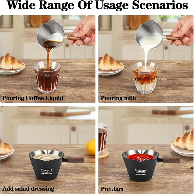 Mongdio Espresso Measuring Cup, Stainless Steel Espresso Shot Cups - Image 2