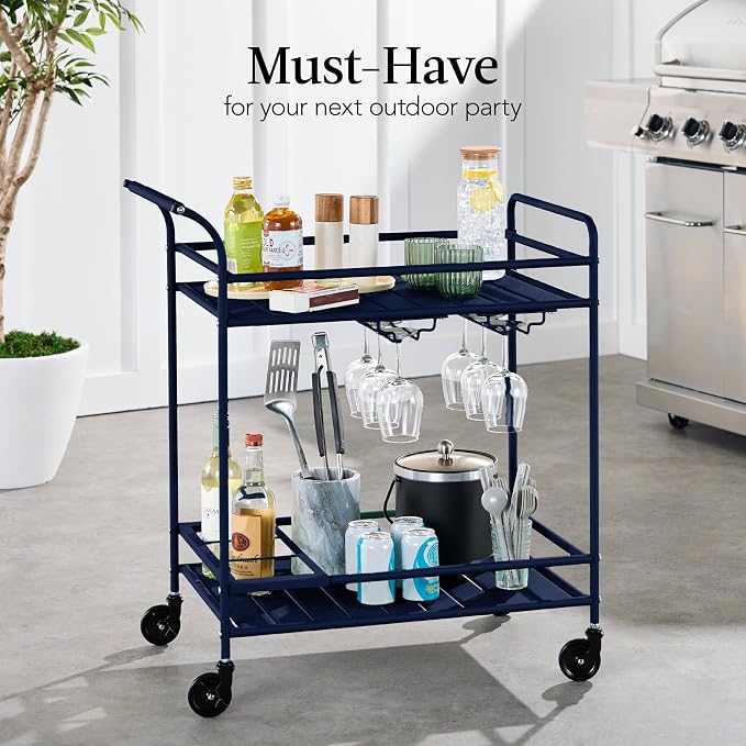 Best Choice Products Rolling Bar Cart, Mobile Home Bar Serving Cart, Serving - Image 3