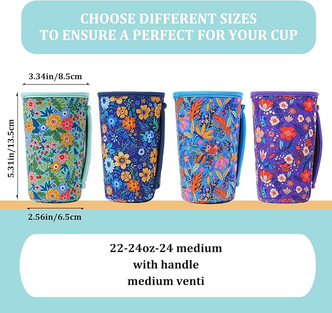 KJQJLY 4 Pack Iced Coffee Sleeve, reusable Neoprene Cup Sleeves Suitable - Image 2