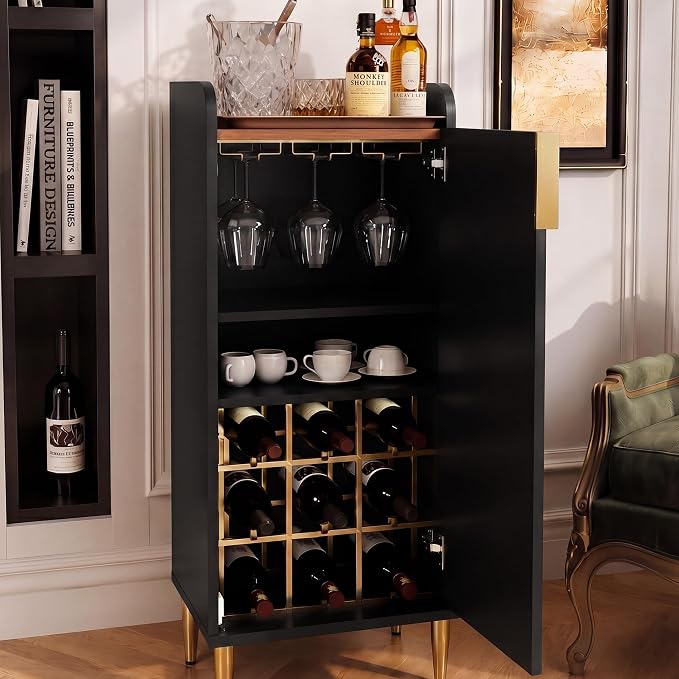 ARTPOWER Mini Bar Cabinet for Apartment, Fluted Wine Bar Cart - Image 7