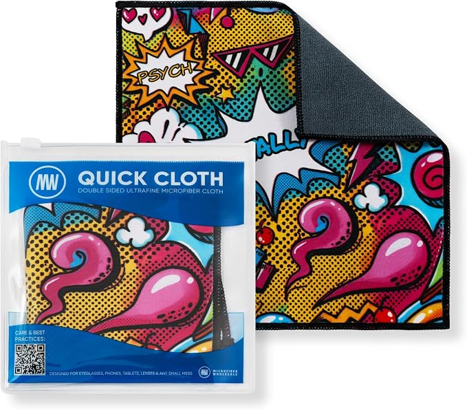 Microfiber Wholesale Quick Cloth Glasses Cleaning Cloths–8x8 Popart 1-Pack by MicrofiberWholesale
