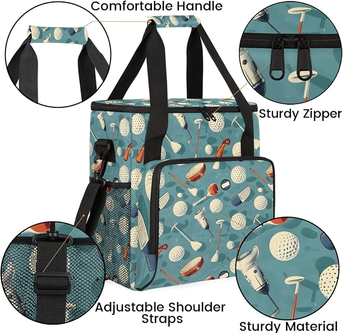 Golf Ball Sports Theme Coffee Maker Carring Bag, Large Insulated Storage - Image 6