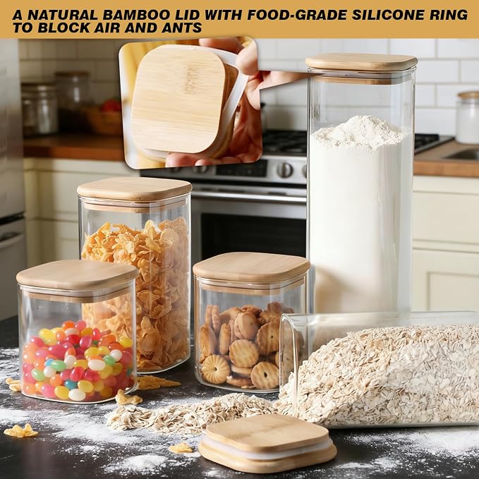 7 Pack Square Glass Storage Containers - Image 7