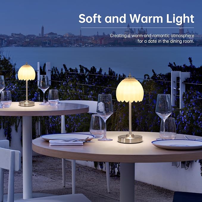 Shenmoyl Tulip Table Lamp with 5200mAh Battery & Touch Control, Cordless Small - Image 7