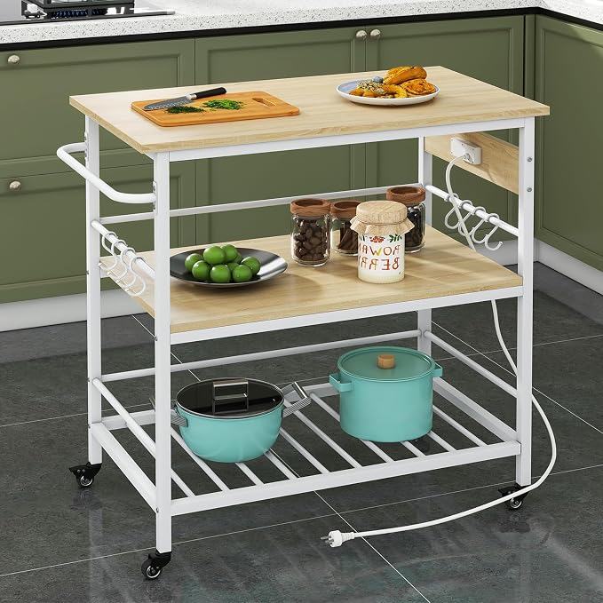 IBUYKE Kitchen Island with 3 Shelves, Island Table - Image 4