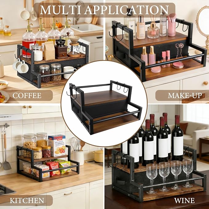 2-Tier Coffee Syrup Organizer Rack, Holds 12 Bottles Syrup Rack - Image 6