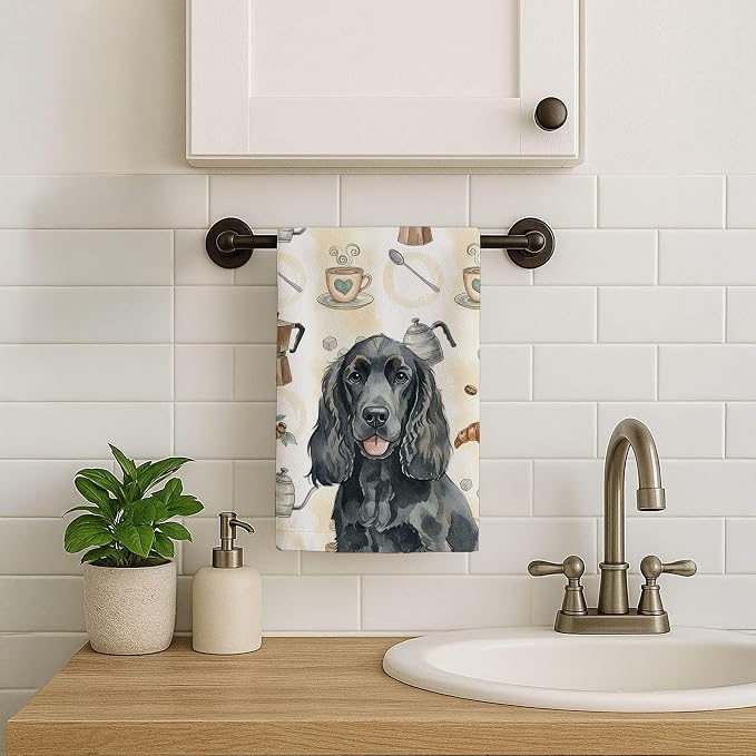 Caroline's Treasures Black Cocker Spaniel Coffee Bar Kitchen Towel Velour Plush - Image 7