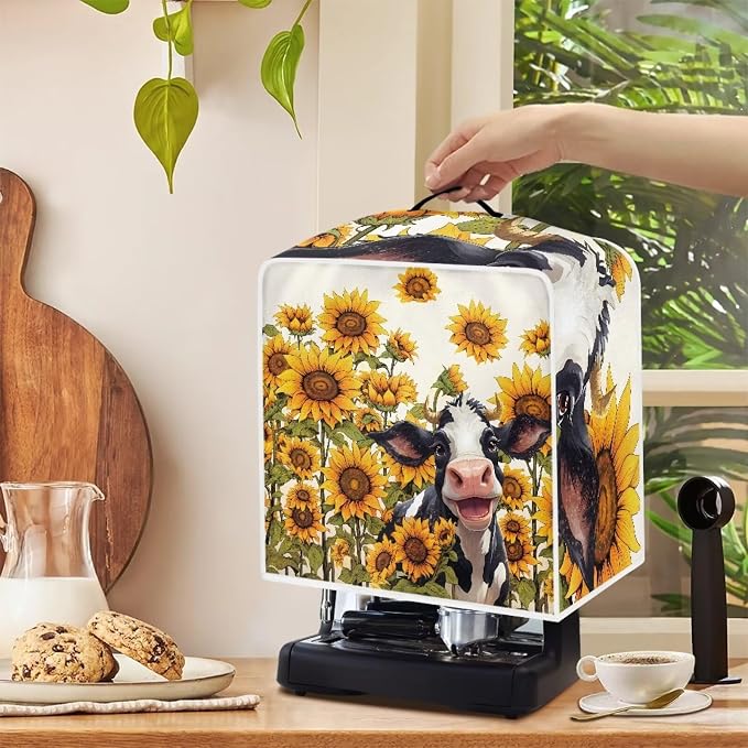 Coffee Maker Dust Cover Highland Cow Sunflower Print Universal Coffee Machine - Image 4