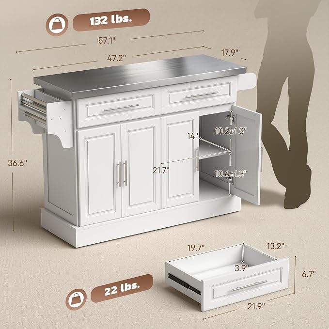 HOMCOM Rolling Kitchen Island Cart - Image 7