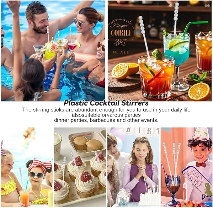 100 Pieces Ball Head Stirrer Disposible Plastic 5-Ball Round Top Crystal - Image 3
