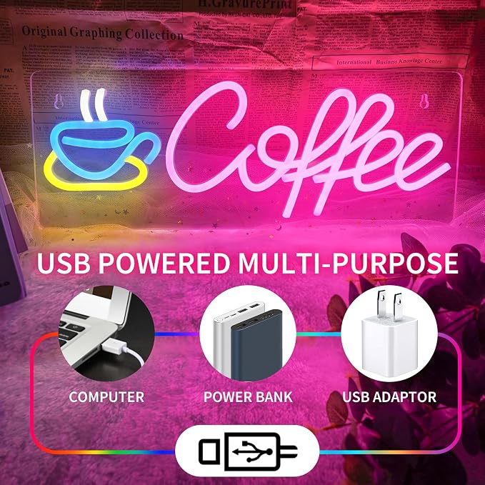 Coffee Neon Sign, Dimmable Coffee Bar Signs - Image 6