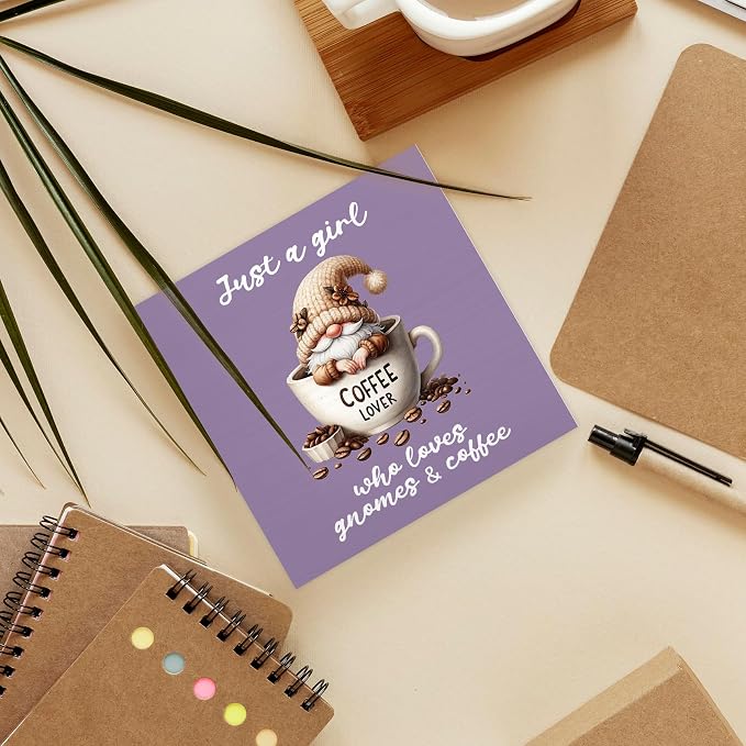 Rustic Gnome Wooden Coffee Sign, 5x5 in, Just A Girl Who Loves Gnomes & Coffee - Image 6
