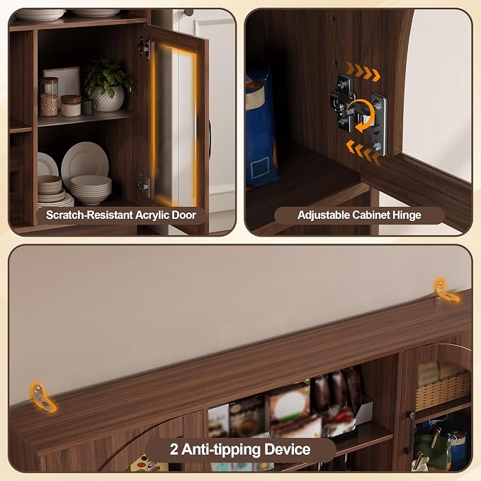 BINGTOO 71" Tall Kitchen Pantry Cabinet - Image 6