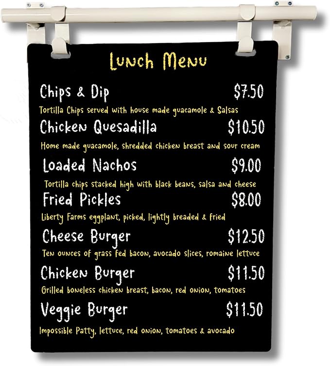 Hanging Menu Contemporary Style Chalkboard Sign, Metal Menu Display 22x28 by Unknown