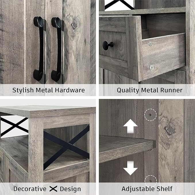 Befrases Set of 2 Farmhouse Storage Cabinet - Image 6