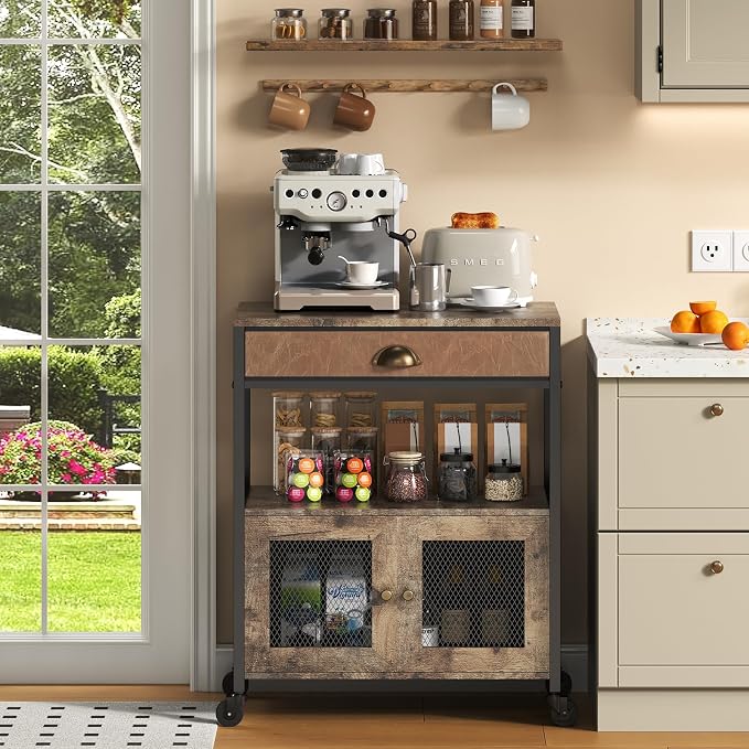 X-cosrack Coffee Bar Cabinet，3 Tiers Kitchen Coffee Cart - Image 6