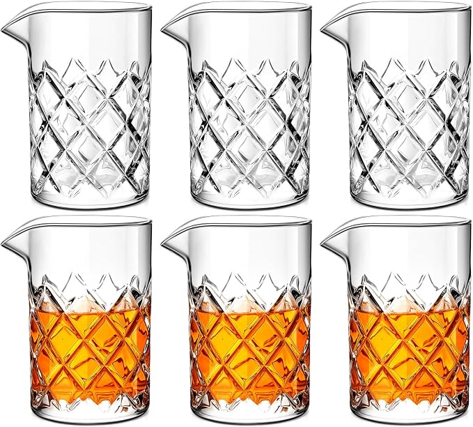 Dandat 6 Pcs Cocktail Mixing Glass 17 oz Crystal Stirring Glass Thick Bottom by Dandat