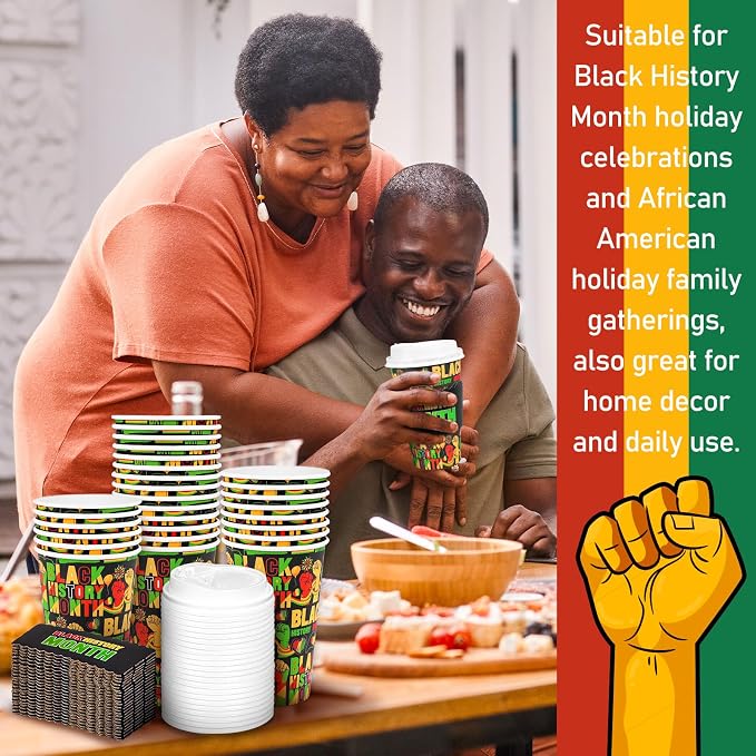 Whaline 50 Pcs Happy Juneteenth Disposable Coffee Cups - Image 6