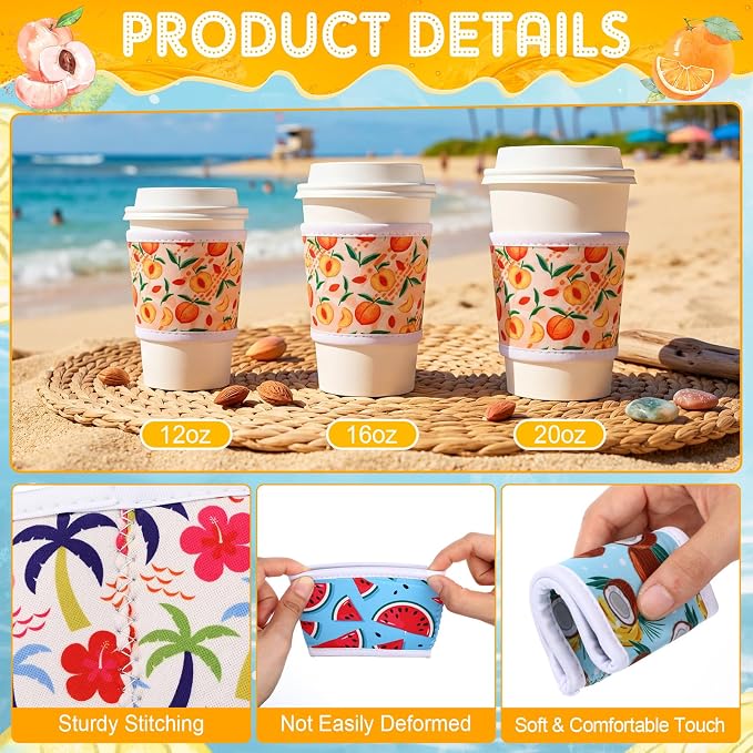 Potchen 16 Pack Reusable Iced Coffee Cup Sleeves Neoprene Insulated Drink Cup - Image 3
