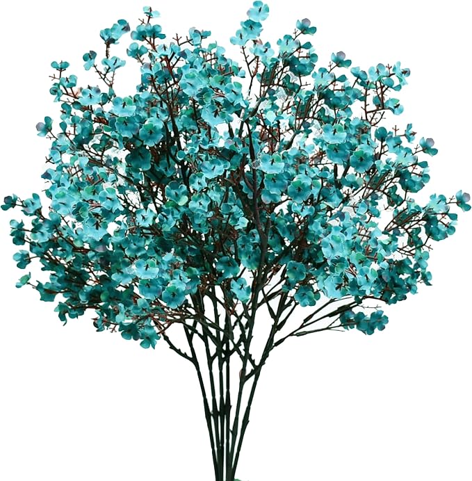 Mandy's 15 Bundles Artificial Teal Baby’s Breath Flowers | 18.5 Inch Silk by Mandys