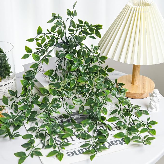 Der Rose 4 Pack Fake Plants Hanging Faux Potted Ivy Vine Artificial Mandala - Image 7