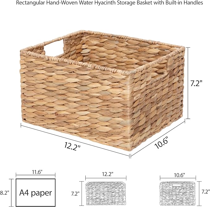 Large Rectangular Water Hyacinth Storage Basket - Image 6
