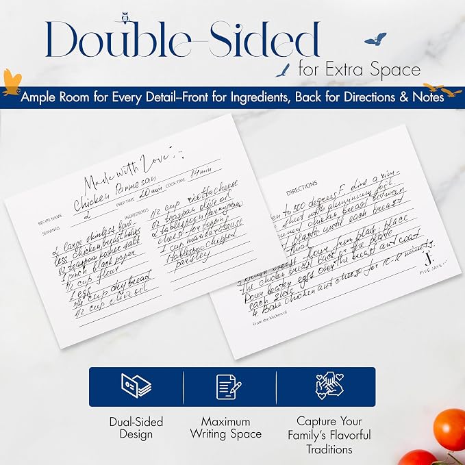 100 Pack | Blank 4x6 Recipe Cards | Double Sided Recipe Cards - Image 2