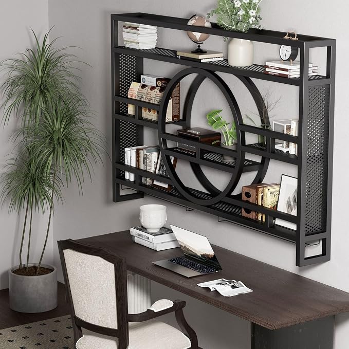 Boshen 3-Tiers 47in Wine Rack Wall Mounted, Floating Bar Shelves - Image 8
