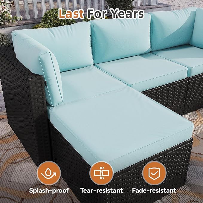 Aoxun Patio Furniture Set 5-Piece, Outdoor Sectional Sofas - Image 8