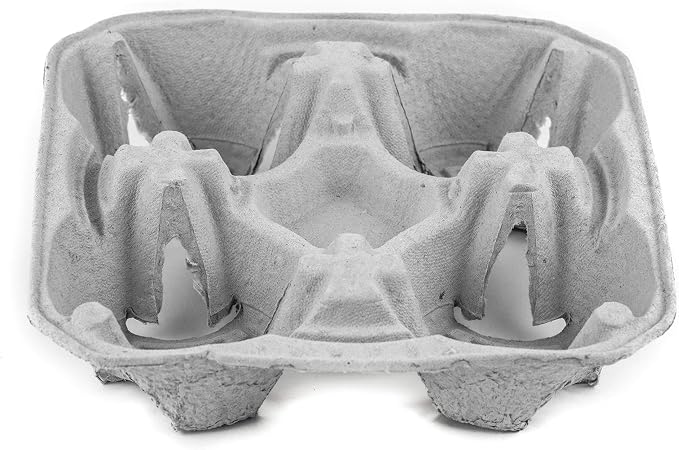 EcoQuality Pulp Fiber Cup Tray Biodegradable 4 Cup Carrier 75 Count Compostable - Image 5