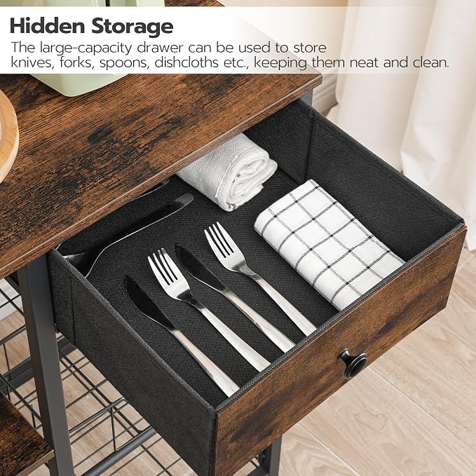 HOOBRO Bakers Rack with 4 AC Power Outlets, 5-Tier Coffee Bar with Wire Basket - Image 7