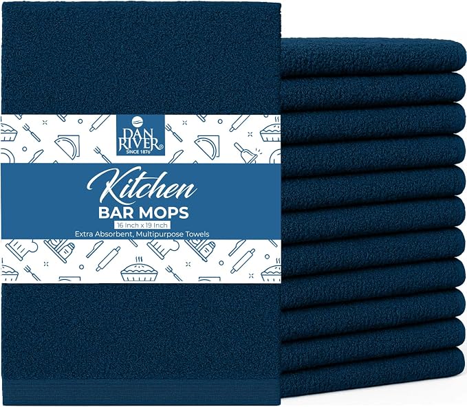 DAN RIVER Kitchen Bar Mops, 16 by 19 Inches, 100% Cotton Super Absorbent by DanRiver