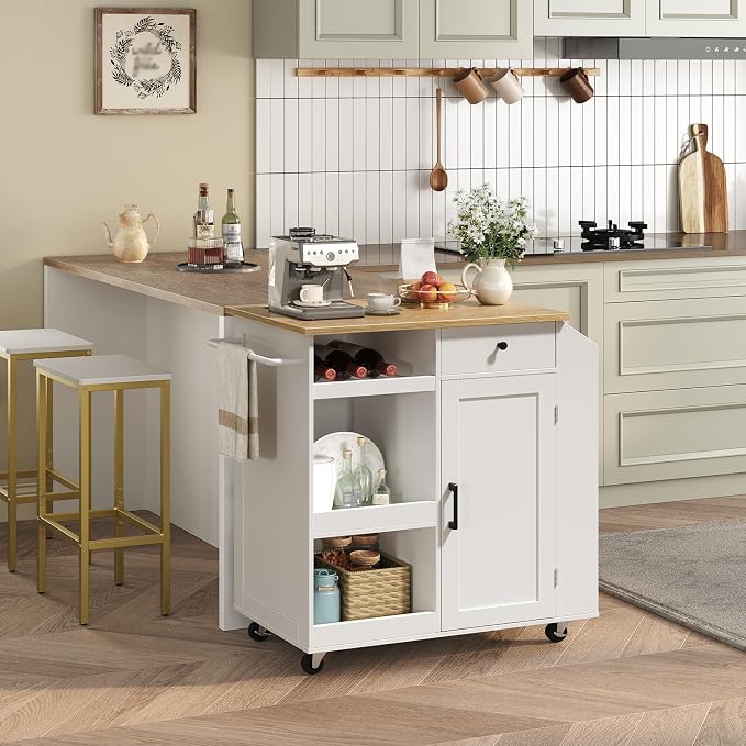 MAHANCRIS Kitchen Island with Power Outlet, Kitchen Storage Island with Drawer - Image 4