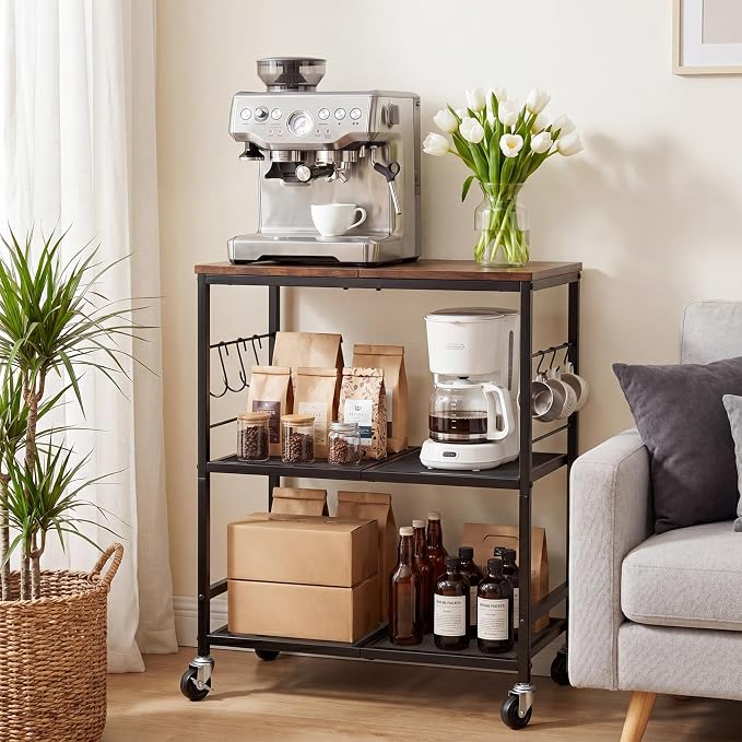 Rolling Kitchen Microwave Cart, 3-Tier Cart - Image 6