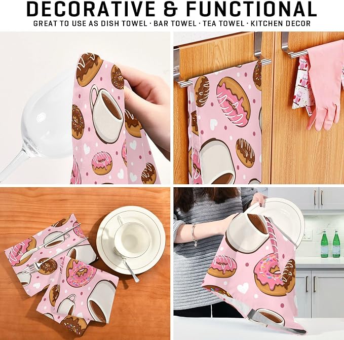 YETTASBIN Donut Coffee Kitchen Dish Towel 4 Pack, Soft Absorbent Dishcloths - Image 7