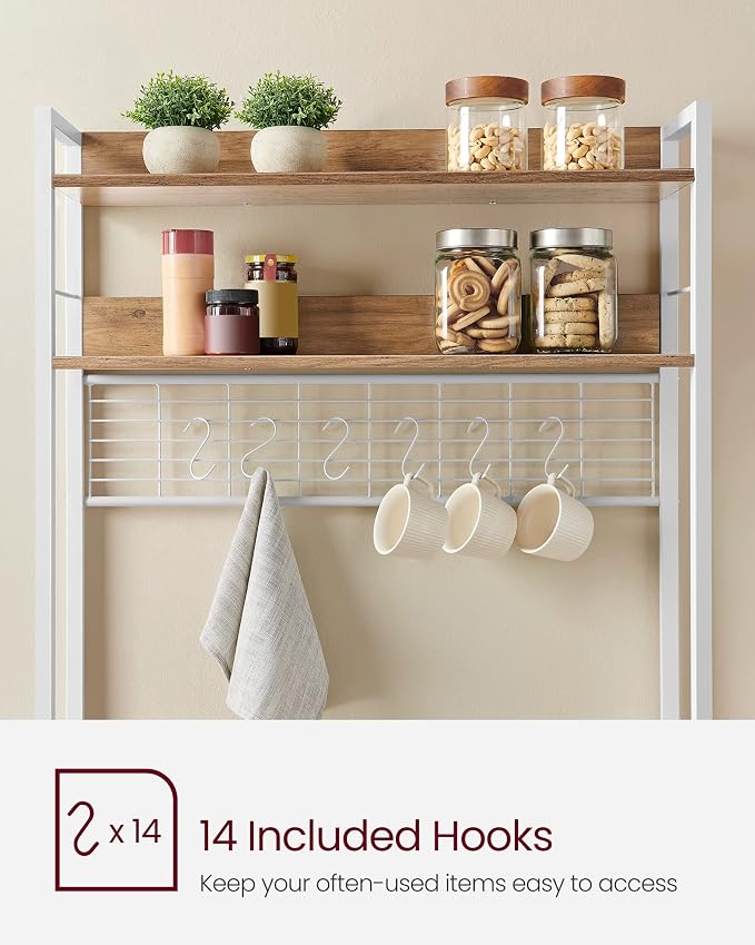 VASAGLE Bakers Rack with Power Outlet, Microwave Stand, Kitchen Tall Utility - Image 4