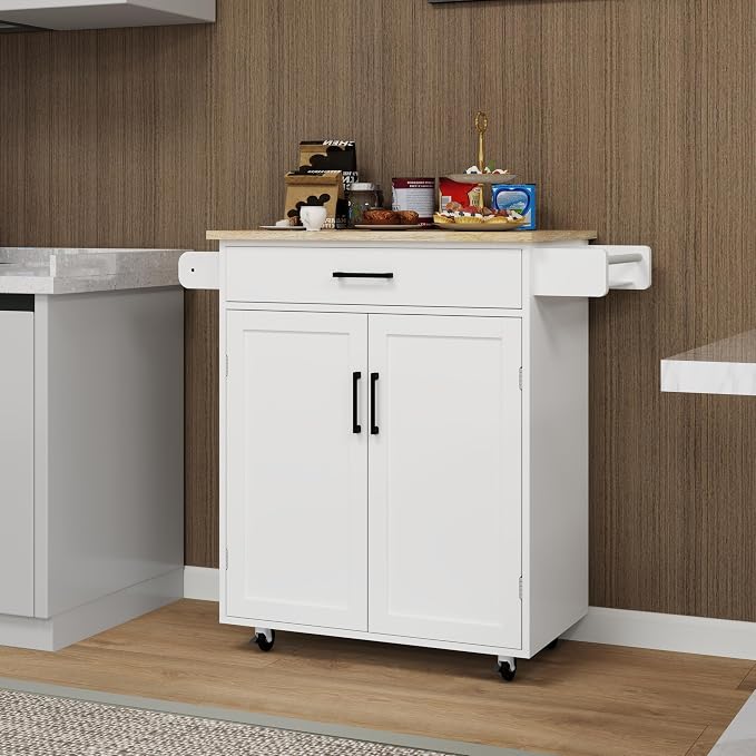 Small Kitchen Island on Wheels by EEBUIHUI