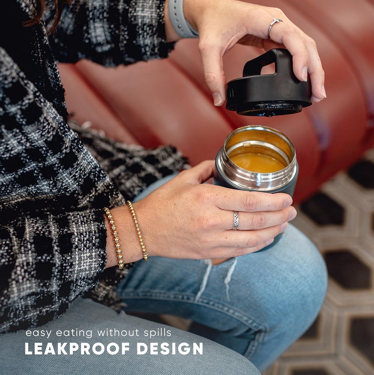 Simple Modern Food Jar for Hot Food | Reusable Stainless Steel Vacuum Insulated Leak Proof Lunch Storage for Smoothie Bowl, Soup, Oatmeal | Provision Collection | 16oz | Almond Birch