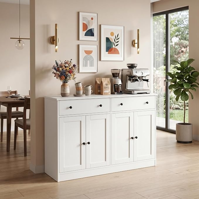 holzart 49" White Buffet Cabinet - Image 4