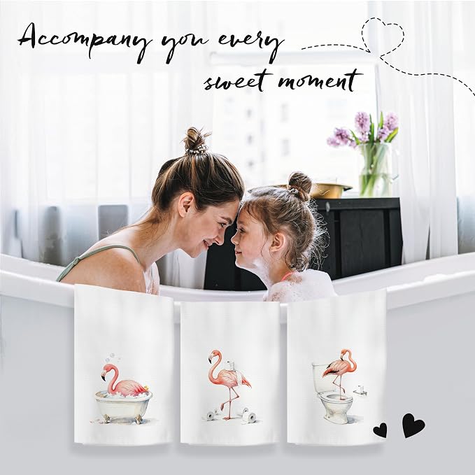 Funny Flamingo Bathroom Hand Towels, Flamingo Lover Gifts, Humor Bathing - Image 4